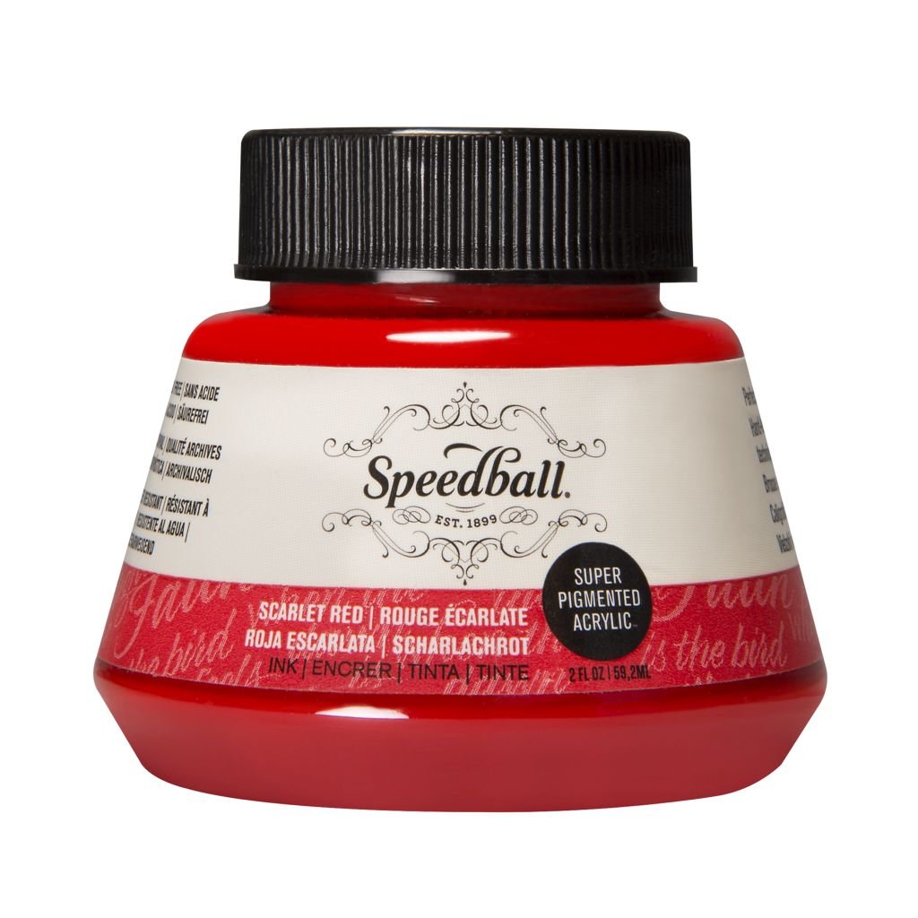 Speedball Super Pigmented Acrylic Drawing Ink Scarlet Red - Bottle of 2 Oz / 59.2 ML