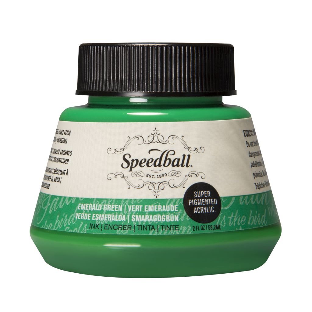 Speedball Super Pigmented Acrylic Drawing Ink Emerald Green - Bottle of 2 Oz /  59.2 ML