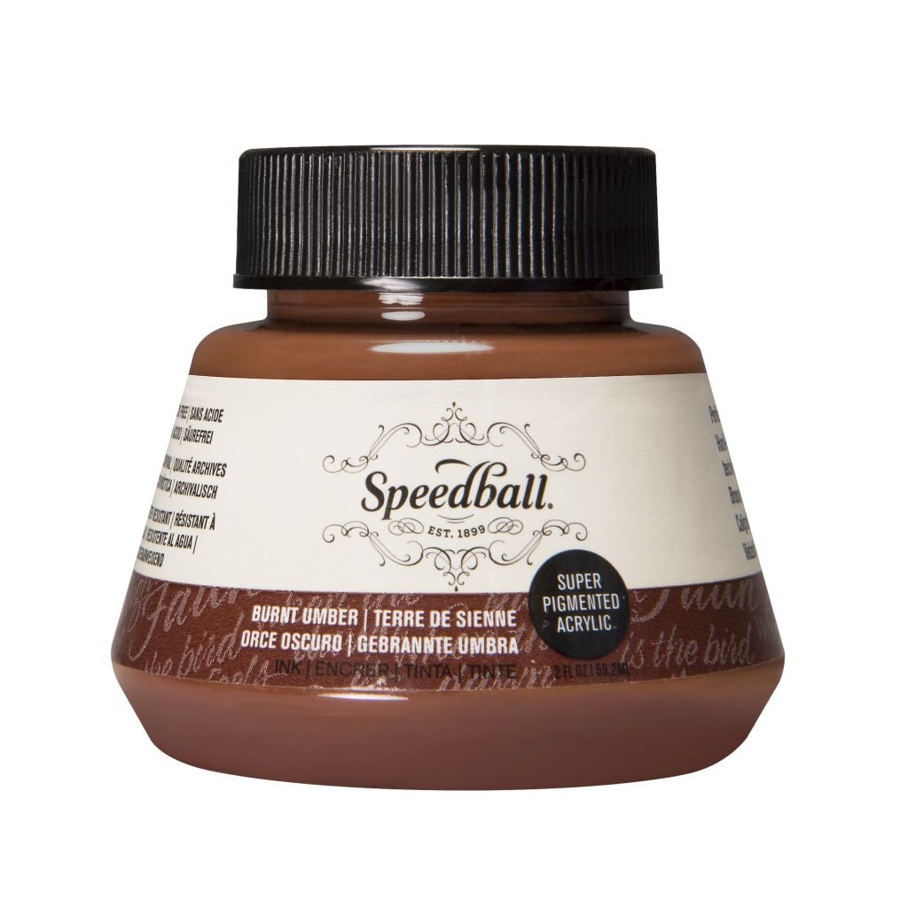 Speedball Super Pigmented Acrylic Drawing Ink Burnt Umber - Bottle of 2 Oz /  59.2 ML