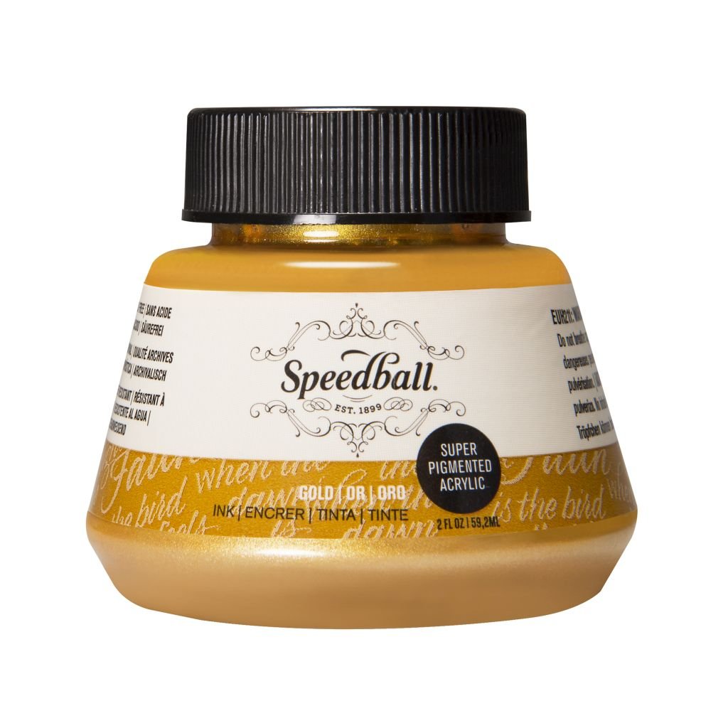 Speedball Super Pigmented Acrylic Drawing Ink Gold - Bottle of 2 Oz /  59.2 ML