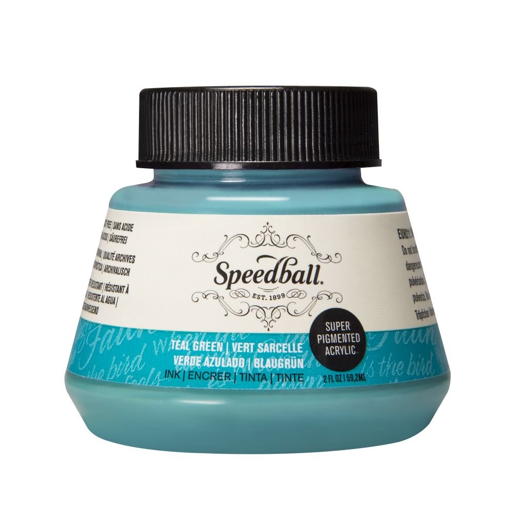 Speedball Super Pigmented Acrylic Drawing Ink Teal Green - Bottle of 2 Oz /  59.2 ML
