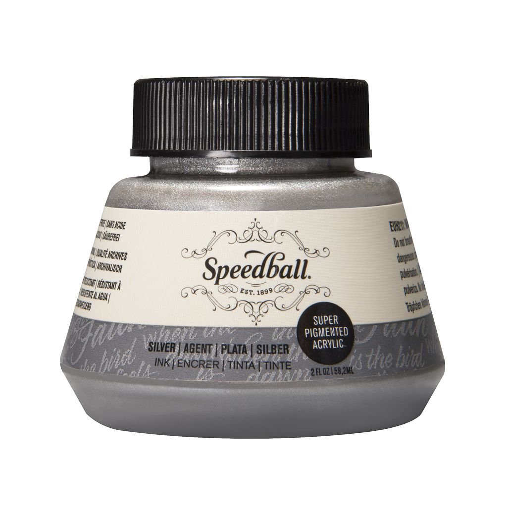 Speedball Super Pigmented Acrylic Drawing Ink Silver - Bottle of 2 Oz /  59.2 ML