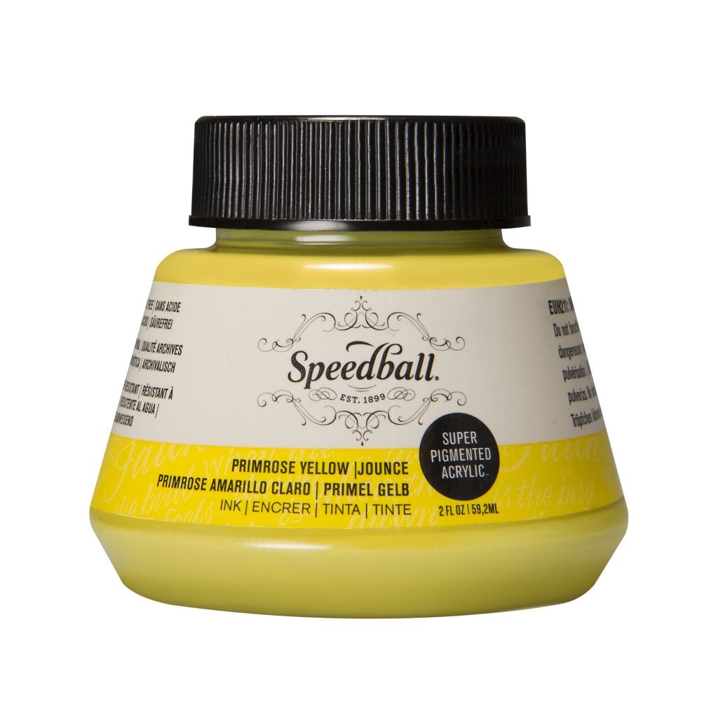 Speedball Super Pigmented Acrylic Drawing Ink Primrose Yellow - Bottle of 2 Oz /  59.2 ML