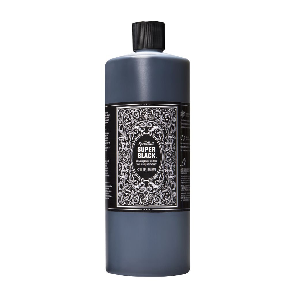 Speedball Super Black India Ink - Bottle of 32 Oz / 946 ML