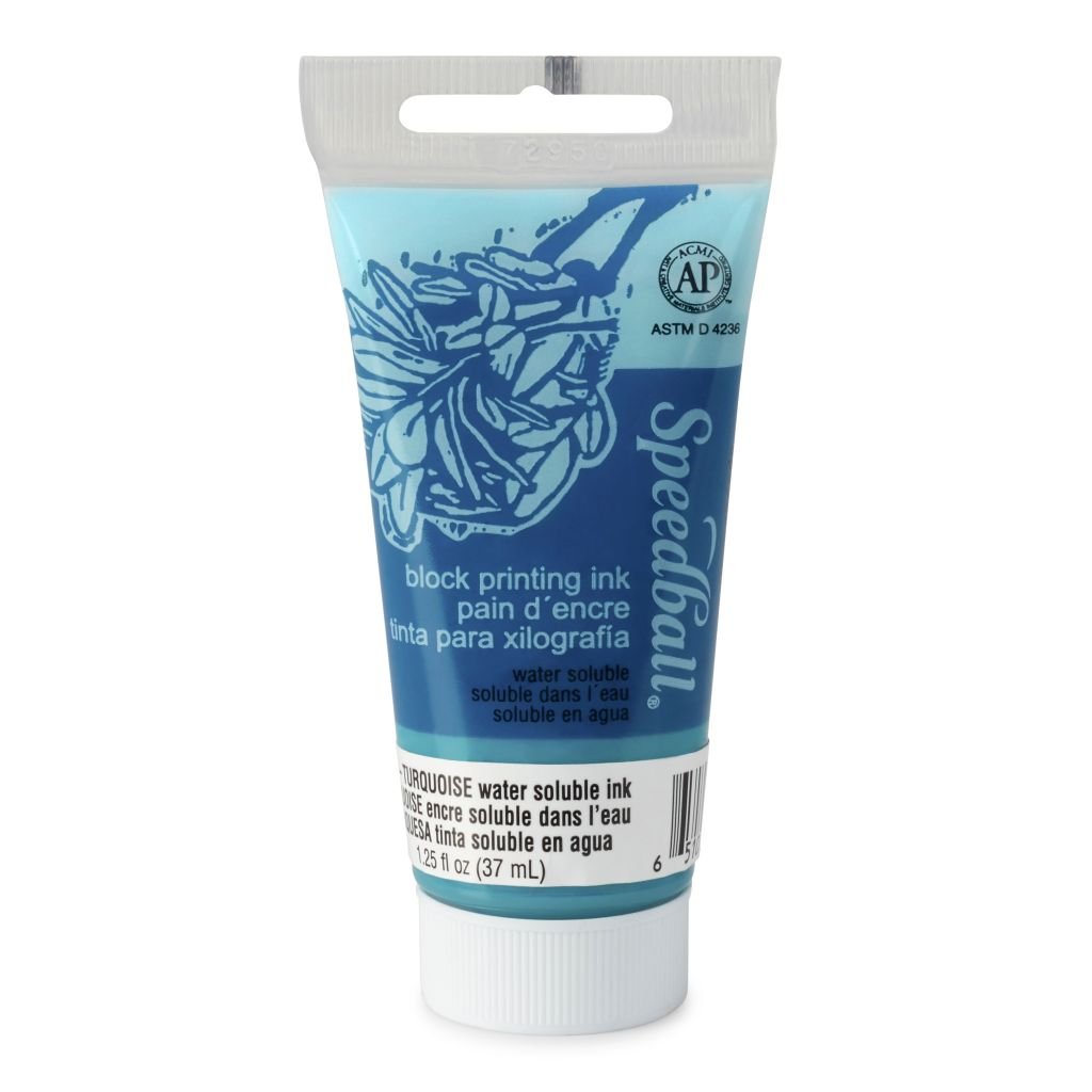 Speedball Water-Soluble Block Printing Ink Turquoise - Tube of 1.25 Oz / 37 ML