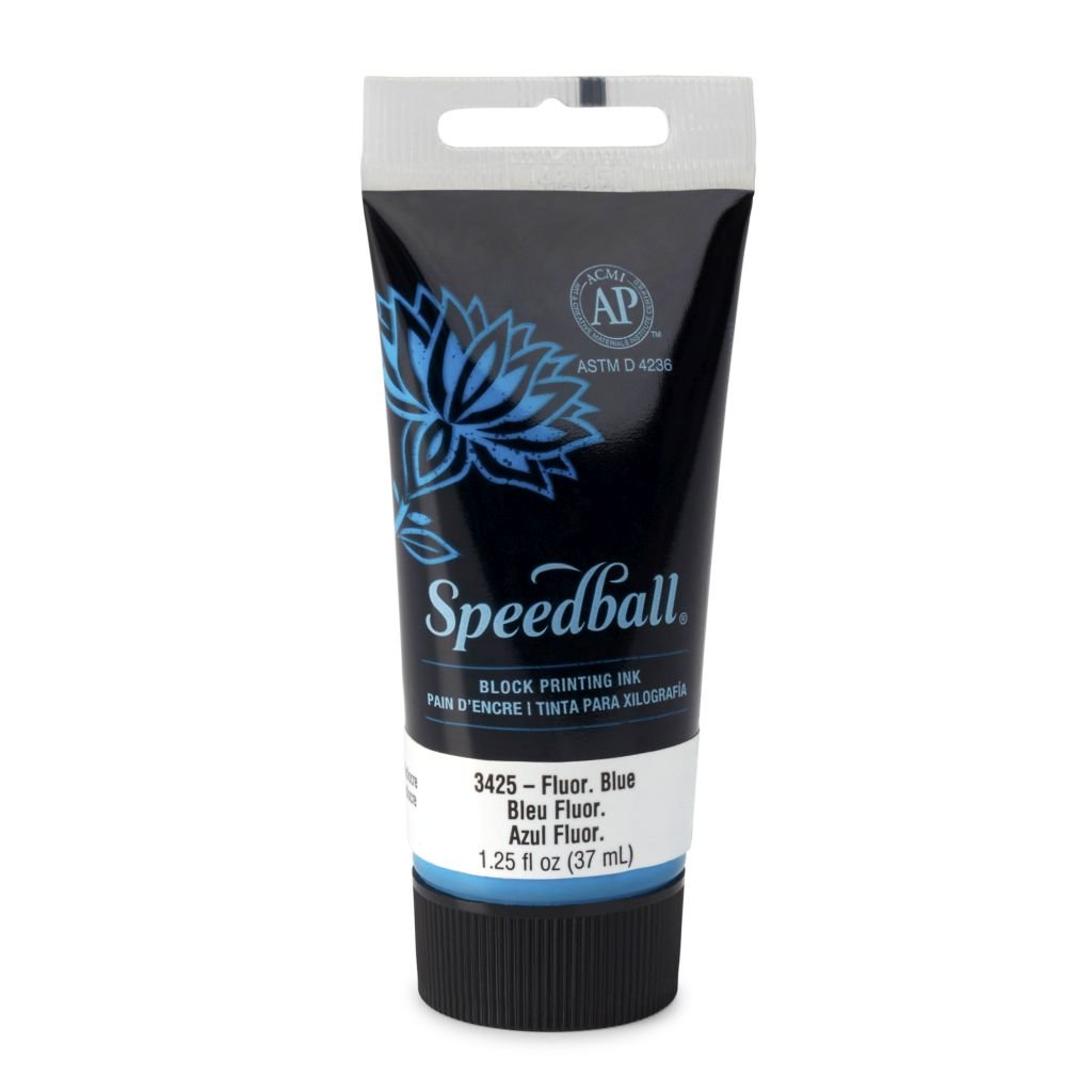 Speedball Water-Soluble Block Printing Ink Fluorescent Blue - Tube of 1.25 Oz / 37 ML