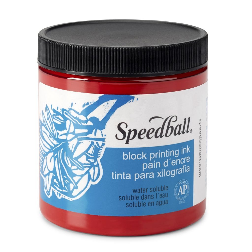 Speedball Water-Soluble Block Printing Ink Red - Jar of 8 Oz / 237 ML
