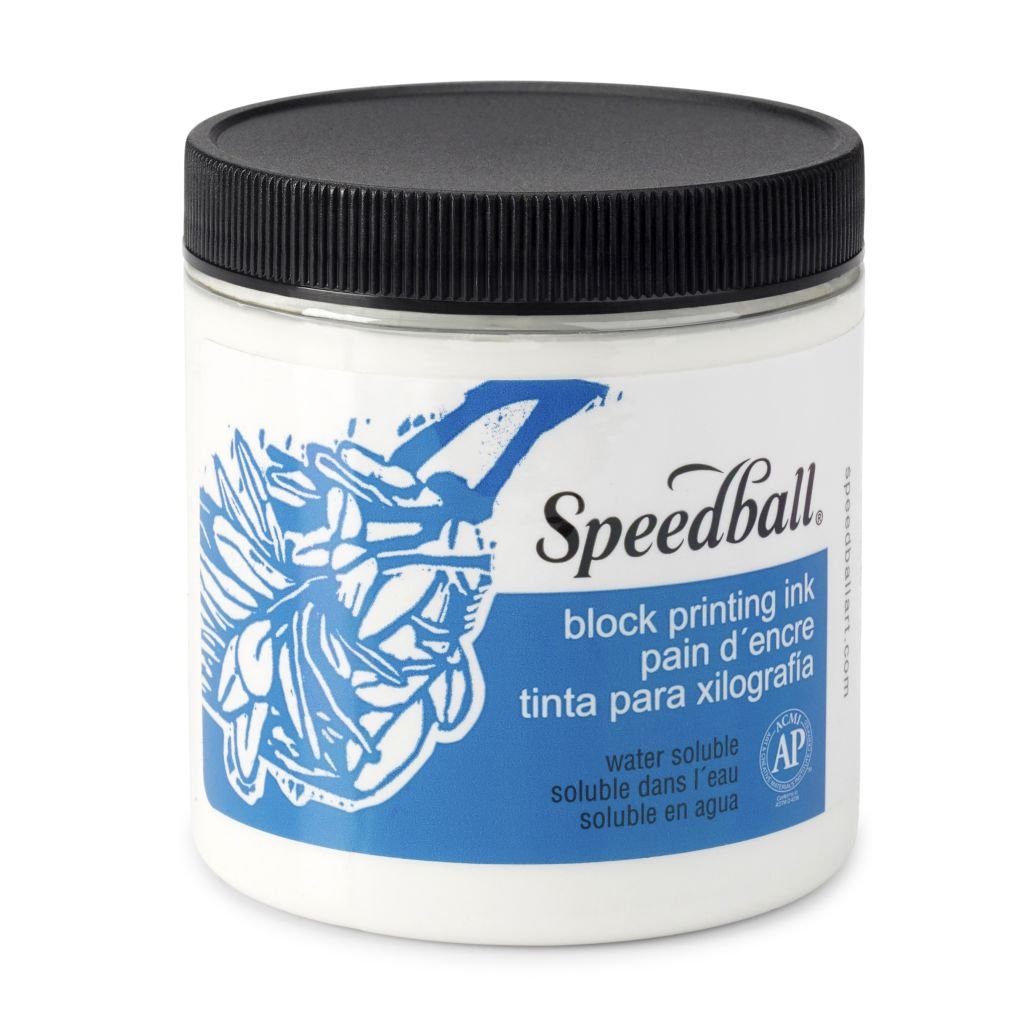 Speedball Water-Soluble Block Printing Ink White - Jar of 8 Oz / 237 ML