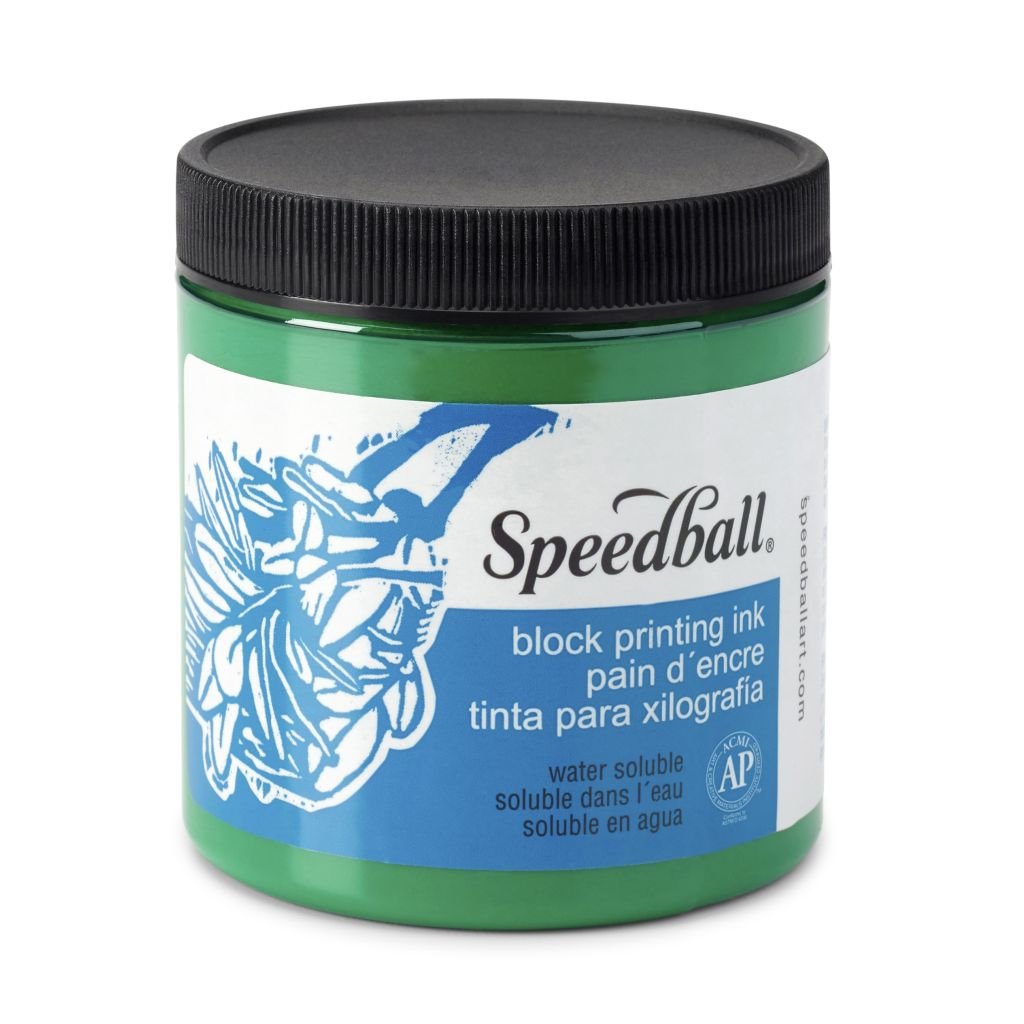 Speedball Water-Soluble Block Printing Ink Green - Jar of 8 Oz / 237 ML