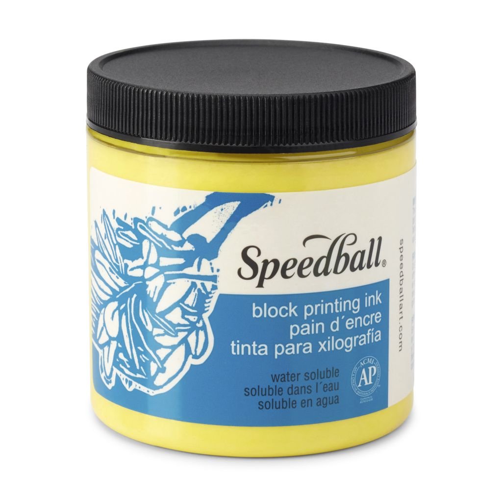 Speedball Water-Soluble Block Printing Ink Yellow - Jar of 8 Oz / 237 ML
