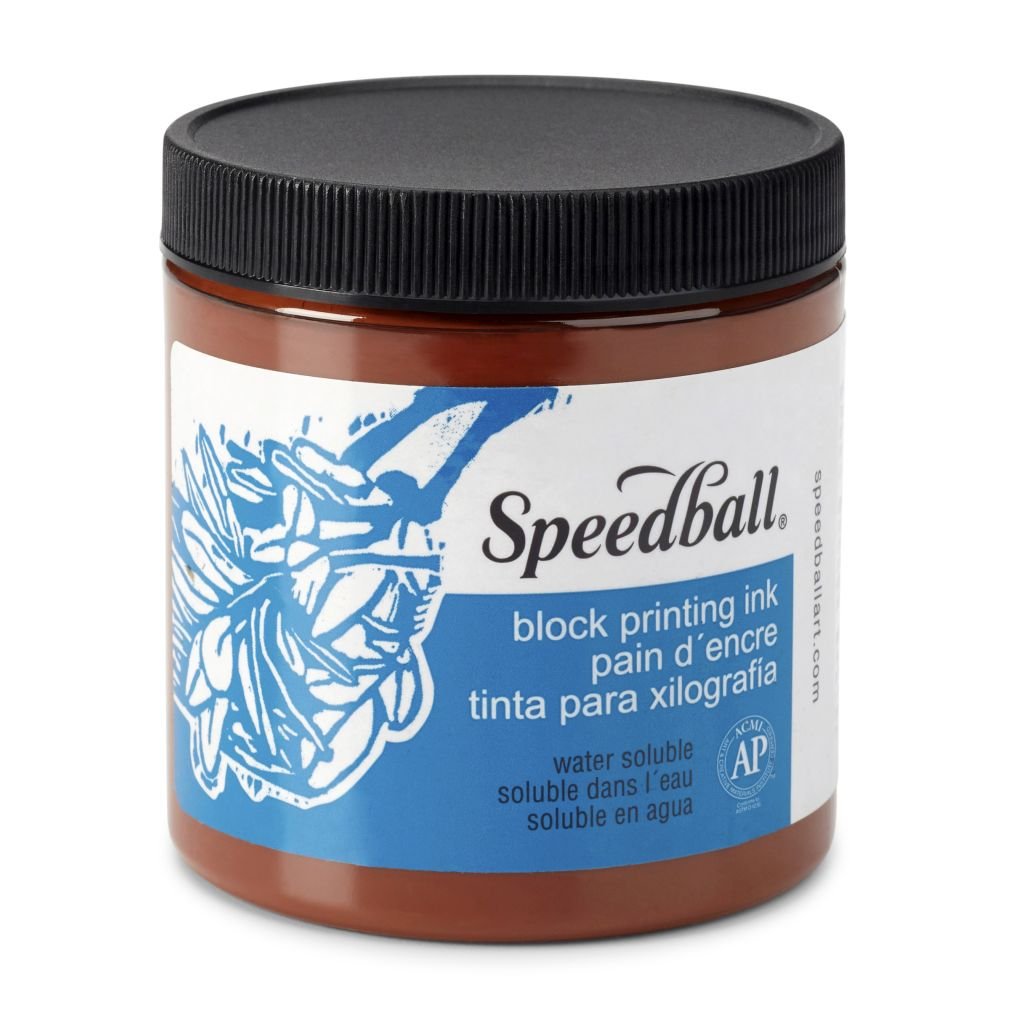 Speedball Water-Soluble Block Printing Ink Brown - Jar of 8 Oz / 237 ML