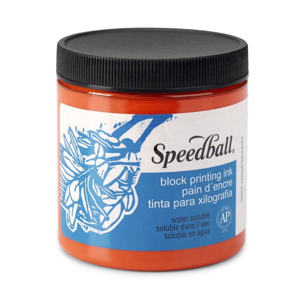 Speedball Water-Soluble Block Printing Ink Orange - Jar of 8 Oz / 237 ML
