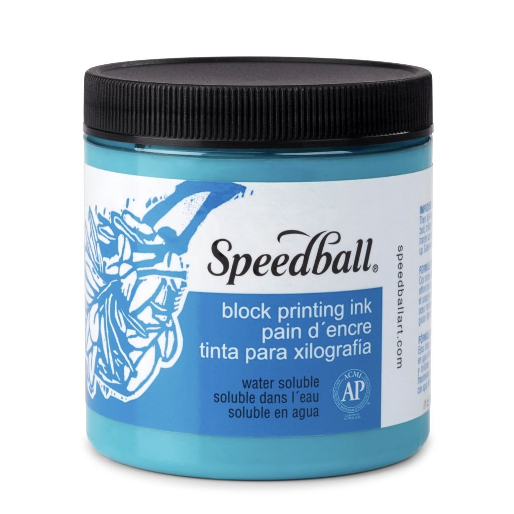 Speedball Water-Soluble Block Printing Ink Turquoise - Jar of 8 Oz / 237 ML