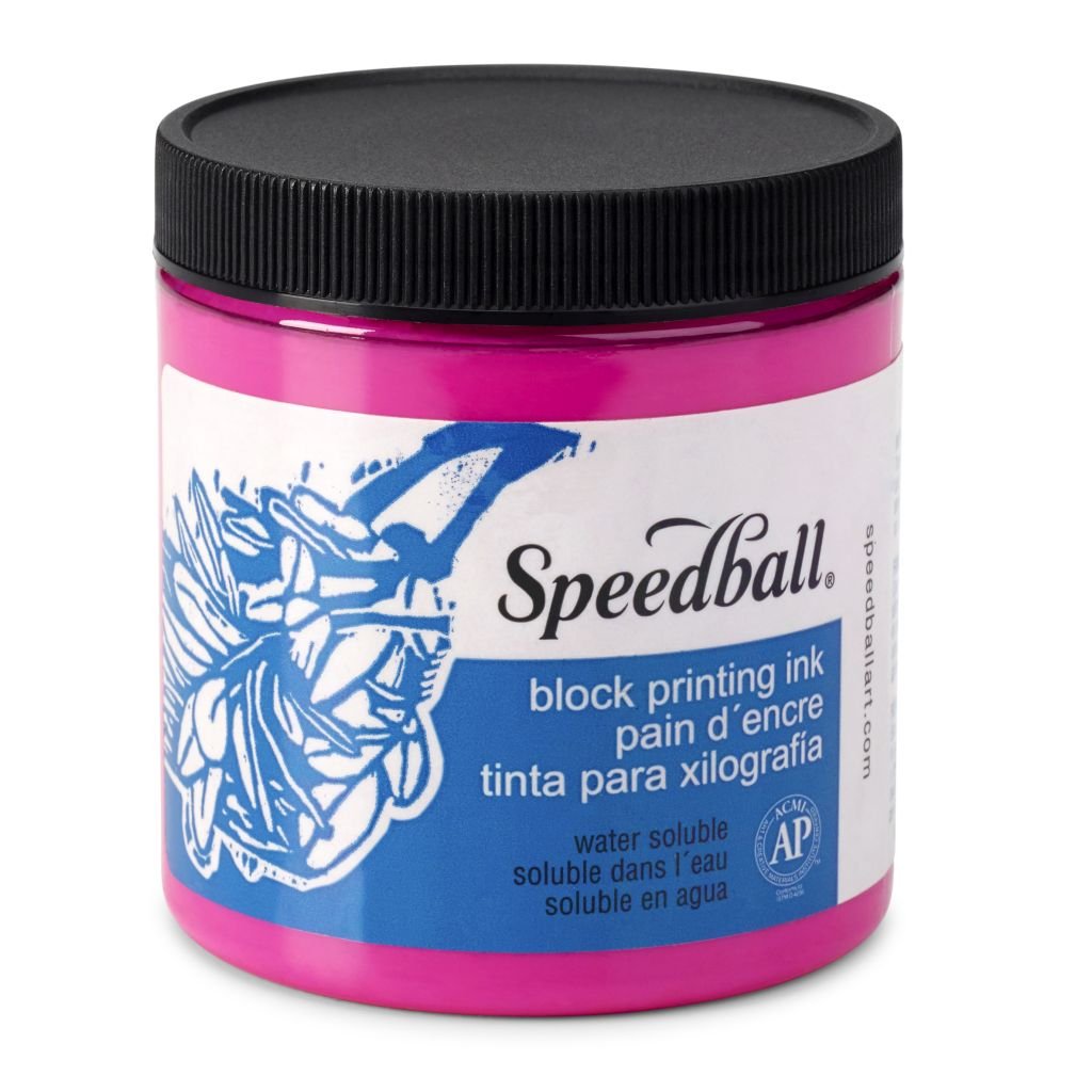 Speedball Water-Soluble Block Printing Ink Magenta - Jar of 8 Oz / 237 ML