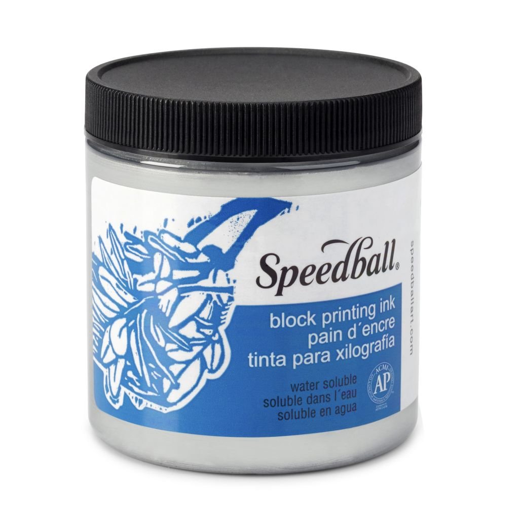 Speedball Water-Soluble Block Printing Ink Silver - Jar of 8 Oz / 237 ML