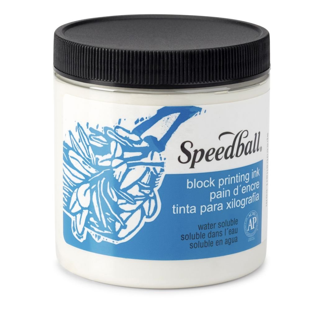 Speedball Water-Soluble Block Printing Ink Platinum White - Jar of 8 Oz / 237 ML