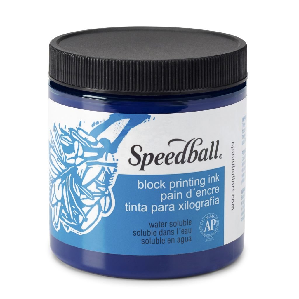 Speedball Water-Soluble Block Printing Ink Process Cyan - Jar of 8 Oz / 237 ML