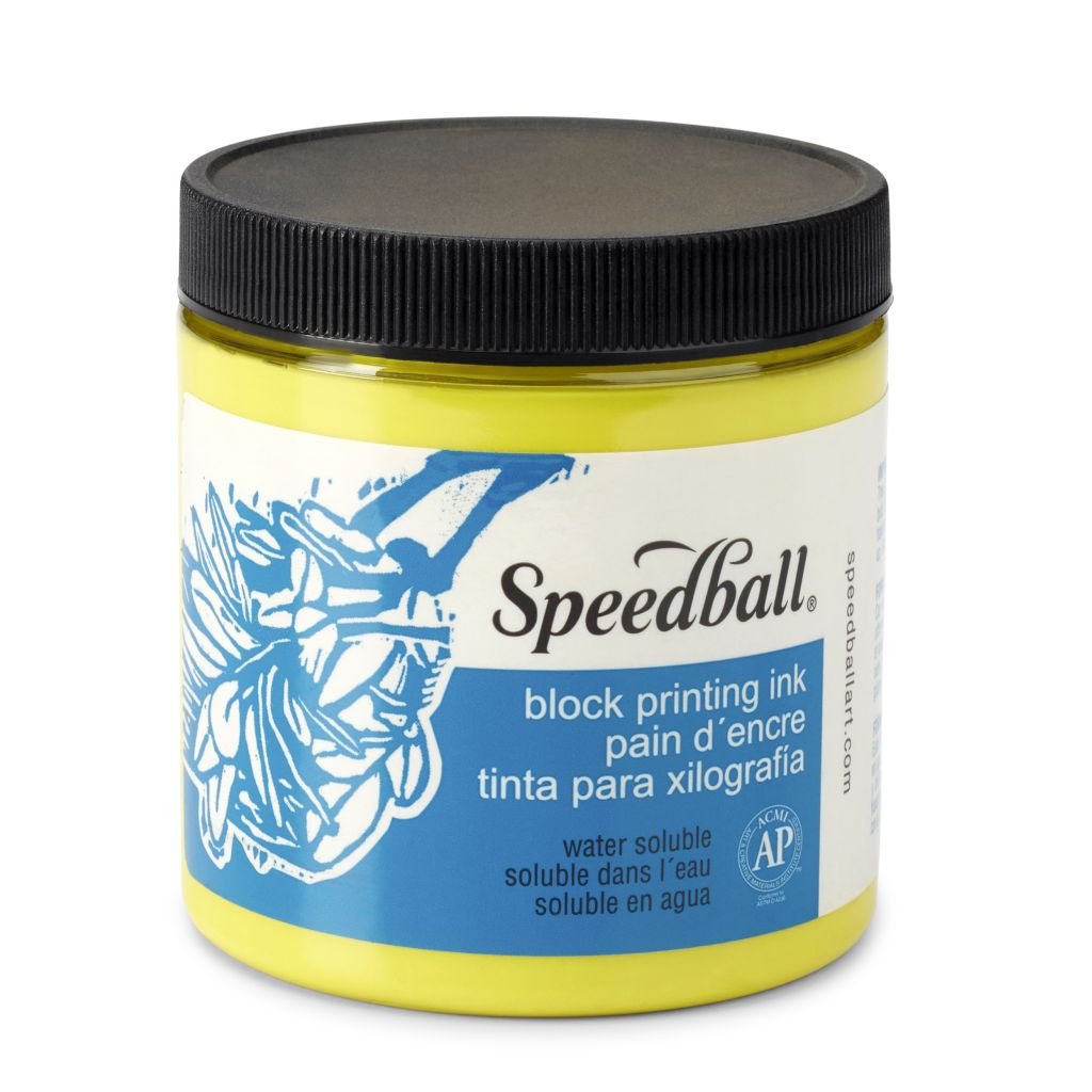 Speedball Water-Soluble Block Printing Ink Process Yellow  - Jar of 8 Oz / 237 ML