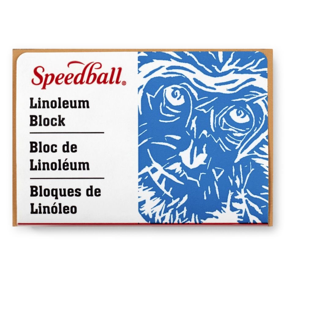 Speedball Mounted Linoleum Printing Block - Smoky Tan - 5 cm x 7.62 cm or 2