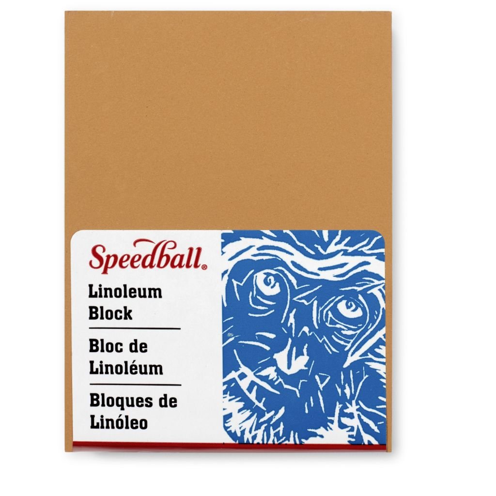 Speedball Mounted Linoleum Printing Block - Smoky Tan - 7.62 cm x 10.16 cm or 3