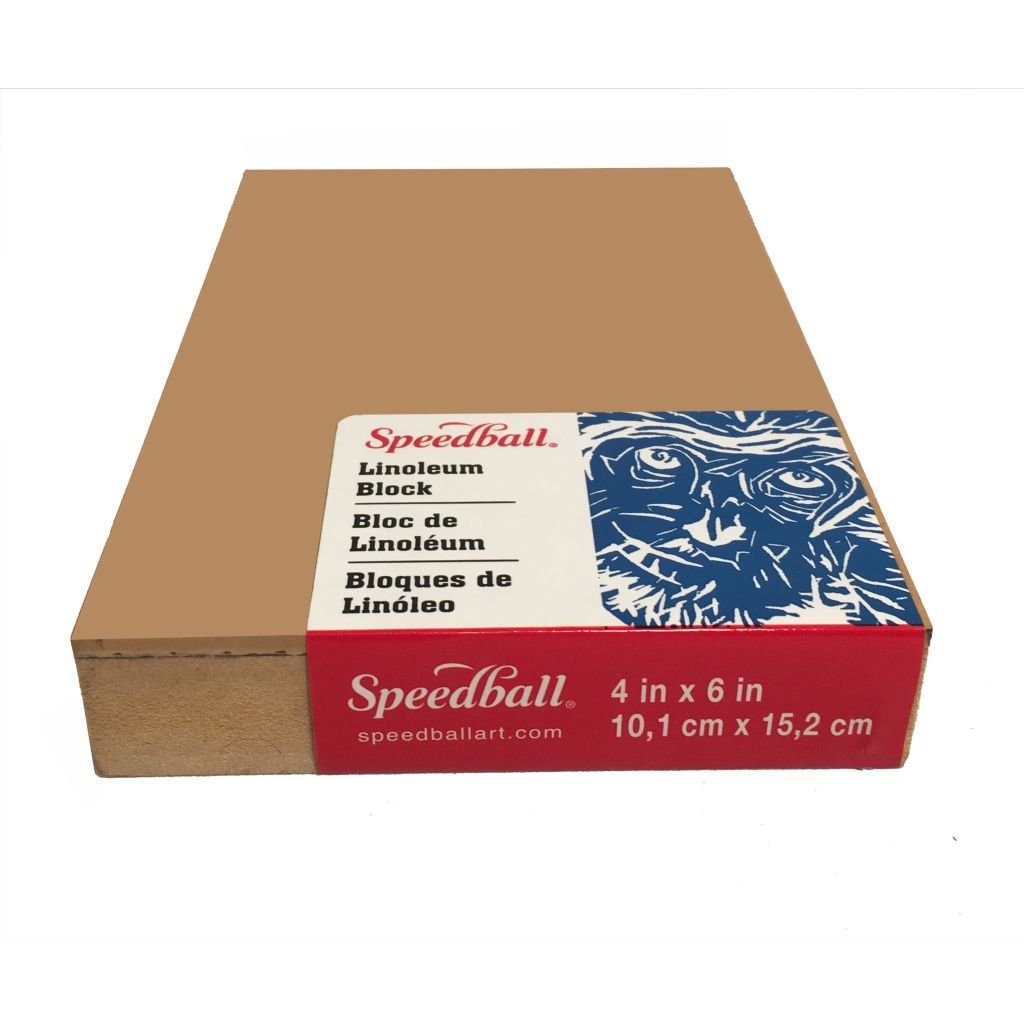 Speedball Mounted Linoleum Printing Block - Smoky Tan - 10.16 cm x 15.24 cm or 4
