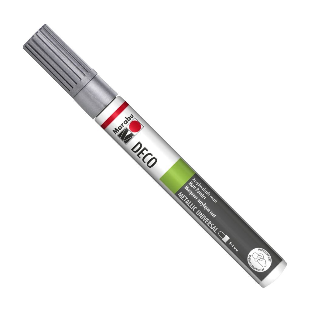 Marabu Deco Painter - Brush Tip - Acrylic Marker - 3 - 4 MM - Silver (082)
