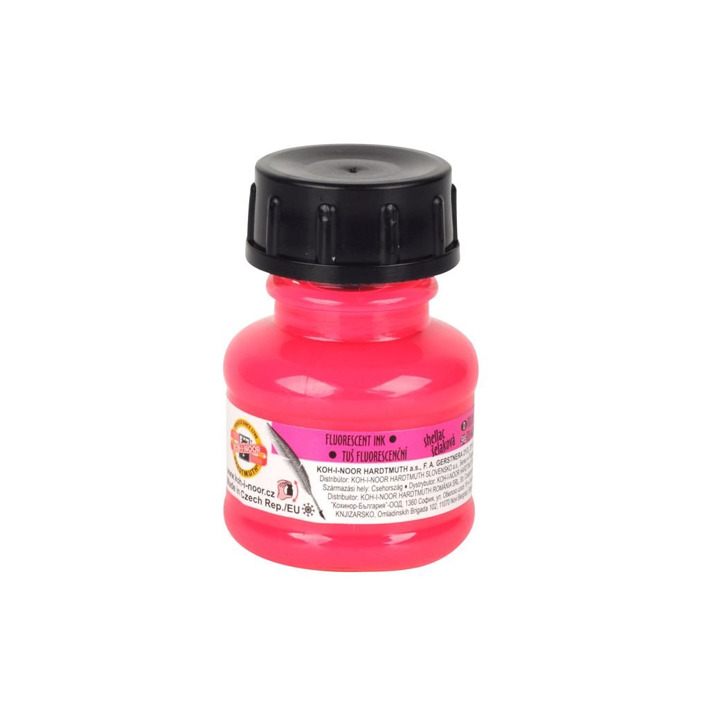 Koh-I-Noor Hardtmuth Coloured Drawing Ink - 20 GM Bottle - Fluorescent Pink