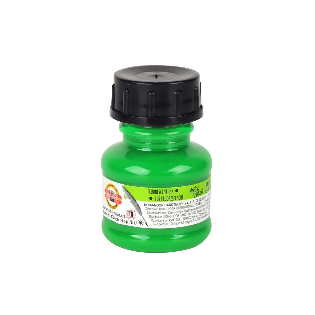 Koh-I-Noor Hardtmuth Coloured Drawing Ink - 20 GM Bottle - Fluorescent Green