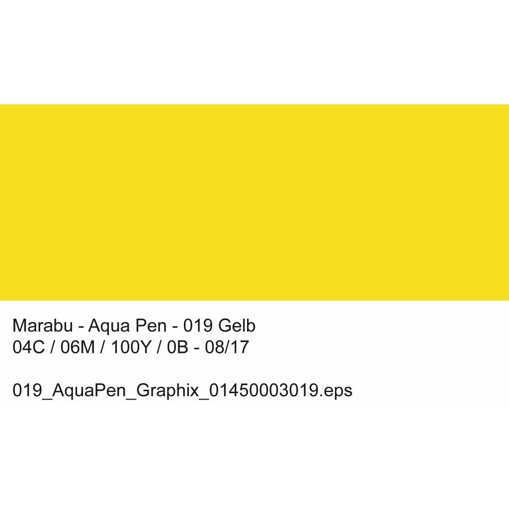 Marabu Aqua Pen Graphix Watercolour Felt Tip Pen - Dual Tip (Fine + Brush) - Yellow (019)