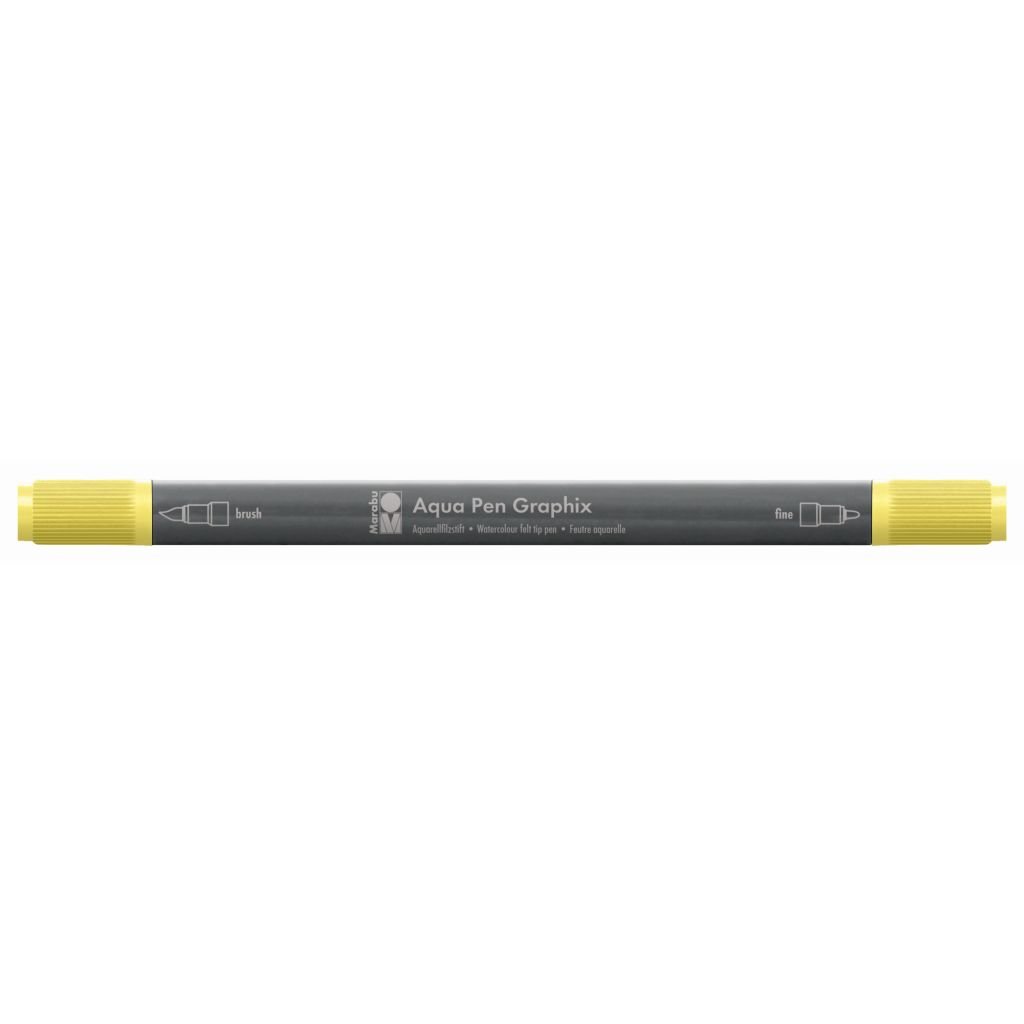 Marabu Aqua Pen Graphix Watercolour Felt Tip Pen - Dual Tip (Fine + Brush) - Lemon (020)