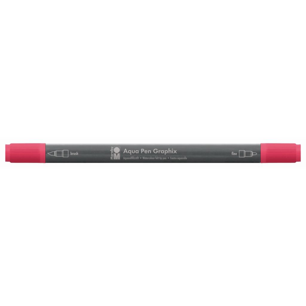 Marabu Aqua Pen Graphix Watercolour Felt Tip Pen - Dual Tip (Fine + Brush) - Cherry Red (031)