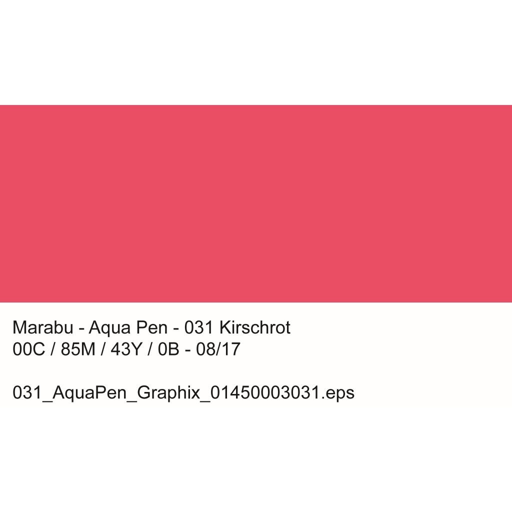 Marabu Aqua Pen Graphix Watercolour Felt Tip Pen - Dual Tip (Fine + Brush) - Cherry Red (031)