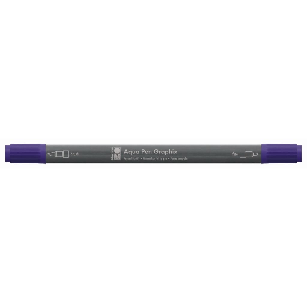 Marabu Aqua Pen Graphix Watercolour Felt Tip Pen - Dual Tip (Fine + Brush) - Plum (037)