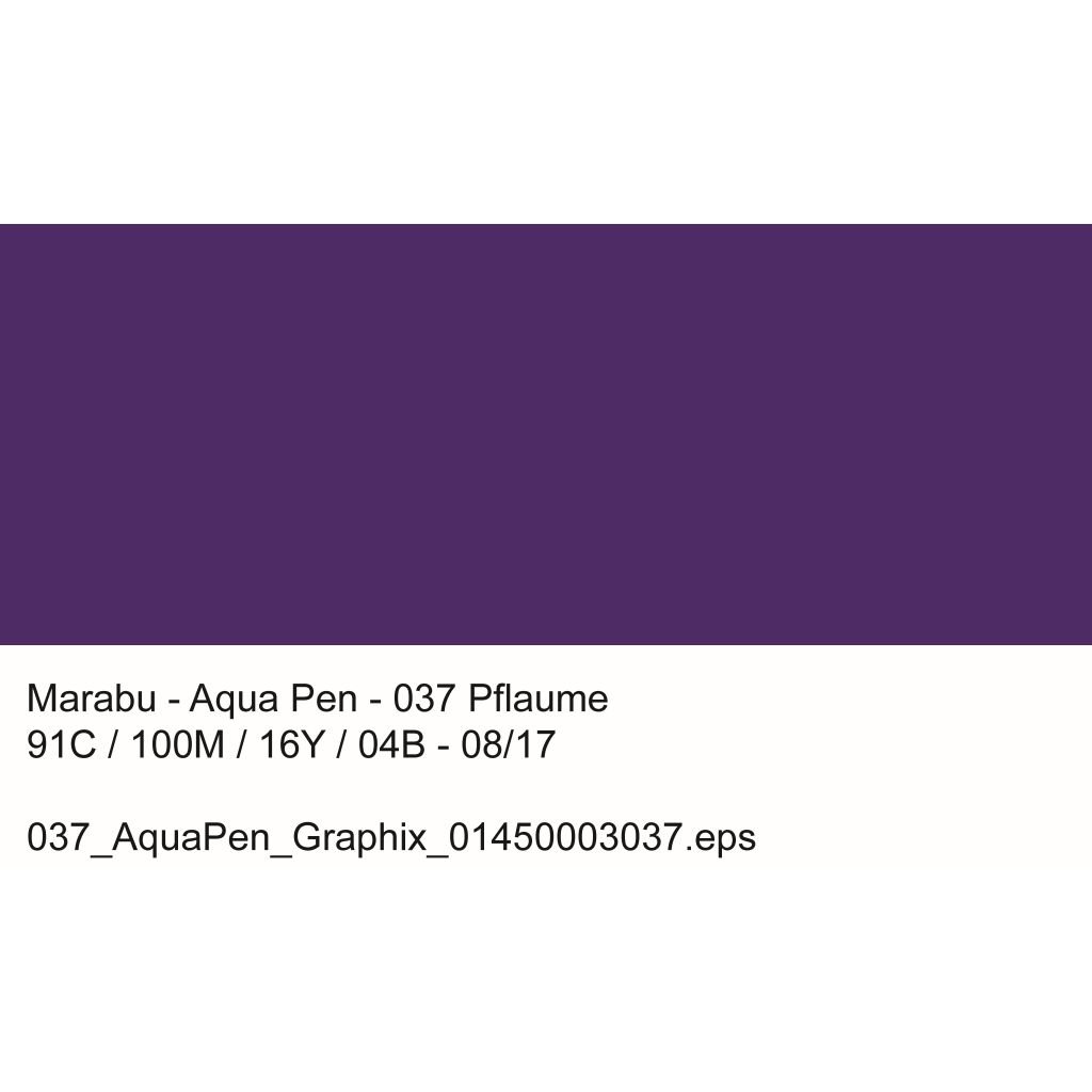 Marabu Aqua Pen Graphix Watercolour Felt Tip Pen - Dual Tip (Fine + Brush) - Plum (037)