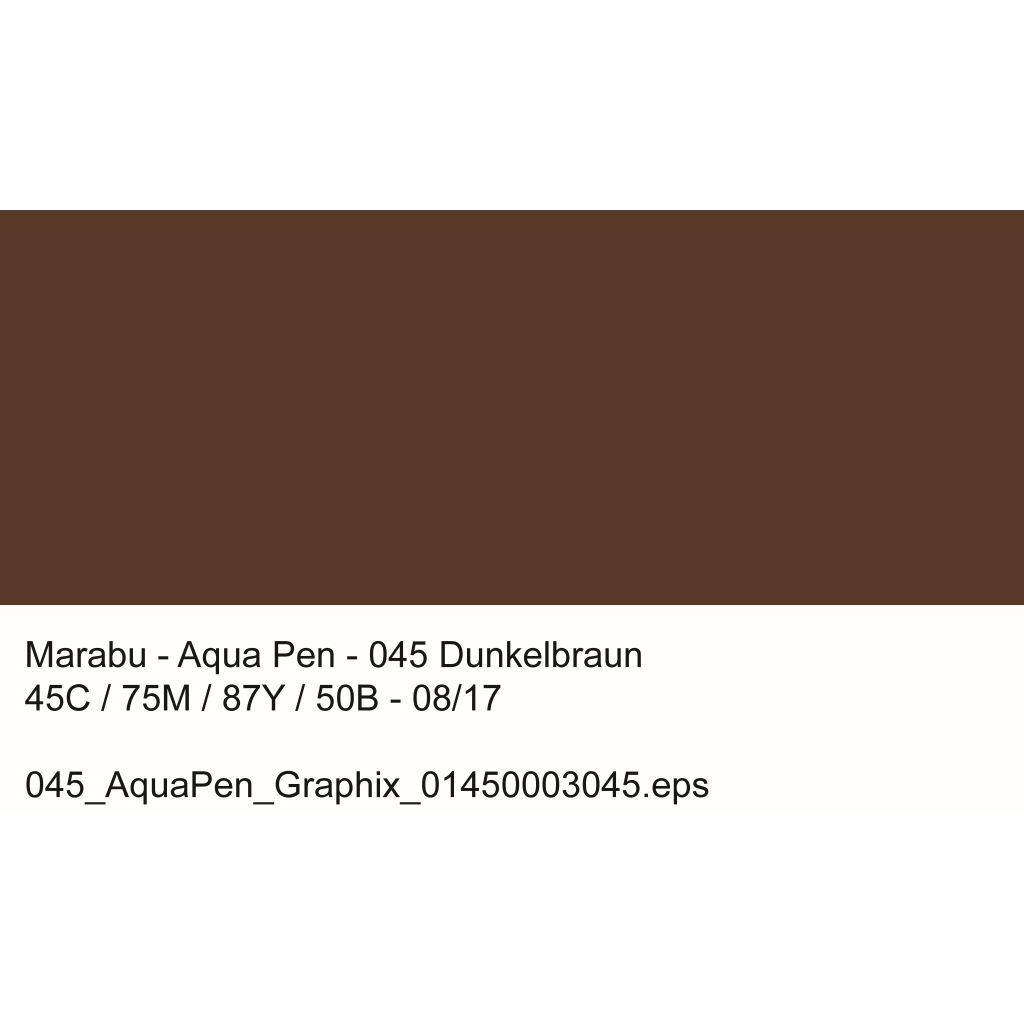 Marabu Aqua Pen Graphix Watercolour Felt Tip Pen - Dual Tip (Fine + Brush) - Dark Brown (045 )