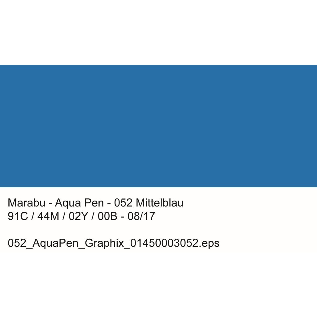 Marabu Aqua Pen Graphix Watercolour Felt Tip Pen - Dual Tip (Fine + Brush) - Medium Blue (052)