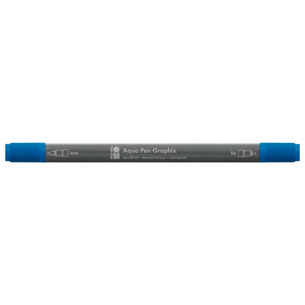 Marabu Aqua Pen Graphix Watercolour Felt Tip Pen - Dual Tip (Fine + Brush) - Ultramarine (055)