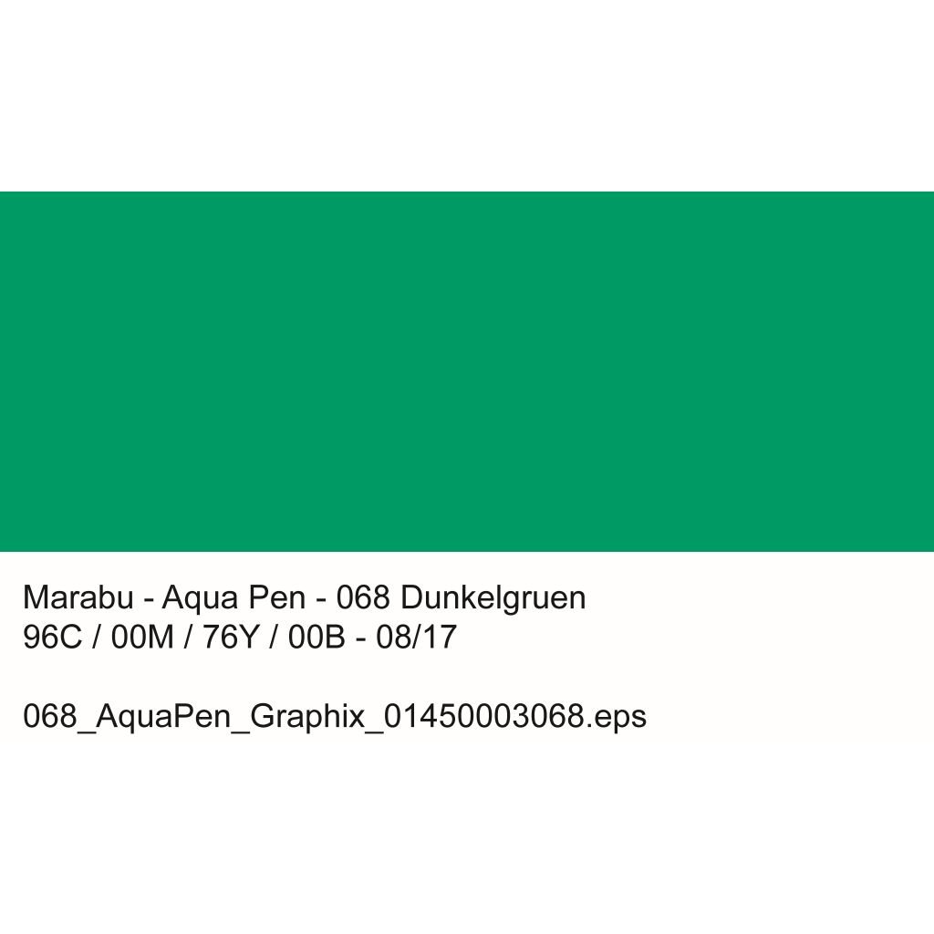 Marabu Aqua Pen Graphix Watercolour Felt Tip Pen - Dual Tip (Fine + Brush) - Dark Green (068)