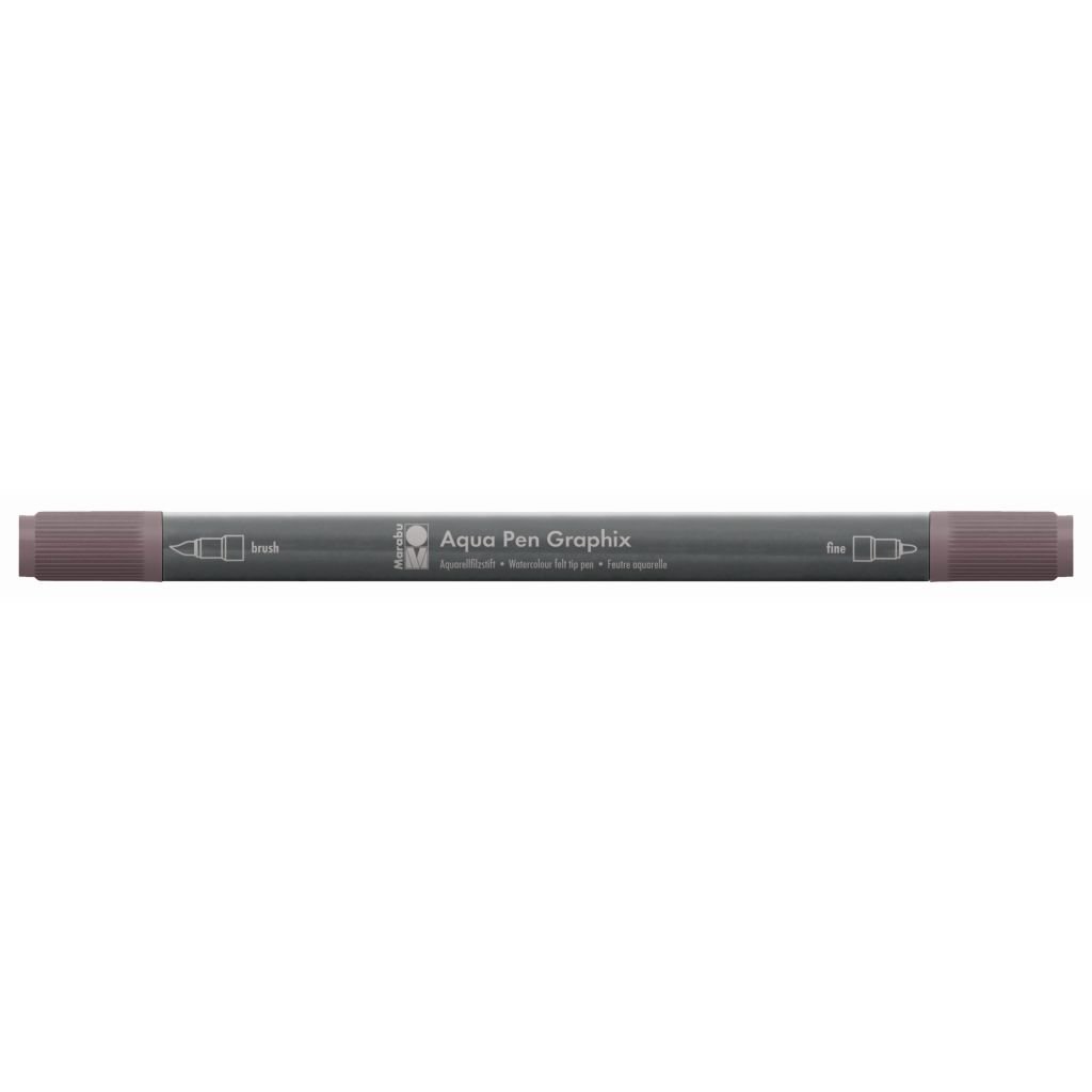 Marabu Aqua Pen Graphix Watercolour Felt Tip Pen - Dual Tip (Fine + Brush) - Smoky Quartz (080)