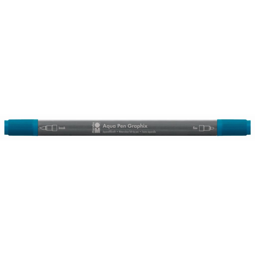 Marabu Aqua Pen Graphix Watercolour Felt Tip Pen - Dual Tip (Fine + Brush) - Petrol (092)