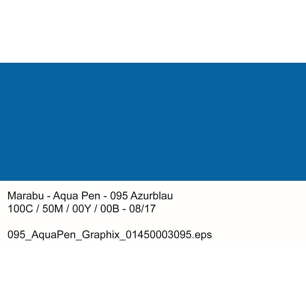 Marabu Aqua Pen Graphix Watercolour Felt Tip Pen - Dual Tip (Fine + Brush) - Azure Blue (095)