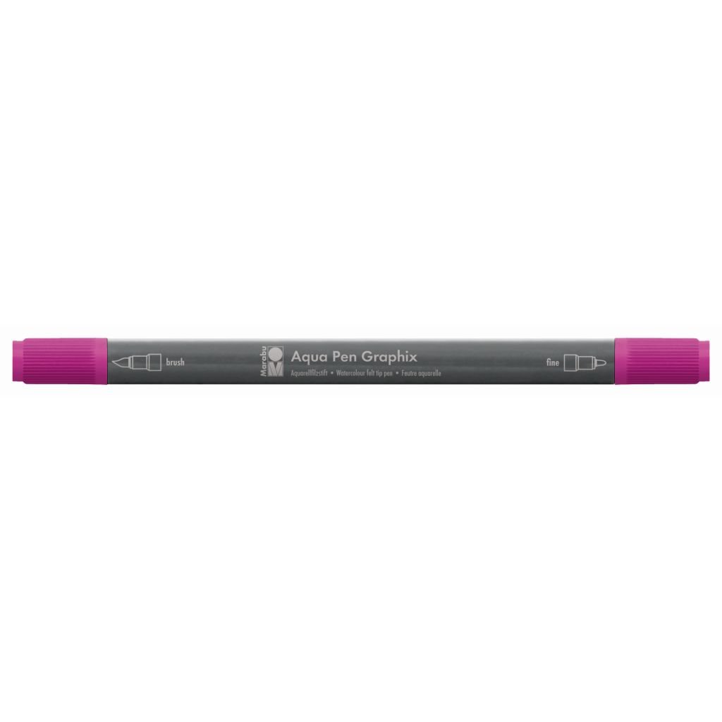 Marabu Aqua Pen Graphix Watercolour Felt Tip Pen - Dual Tip (Fine + Brush) - Raspberry (131 )