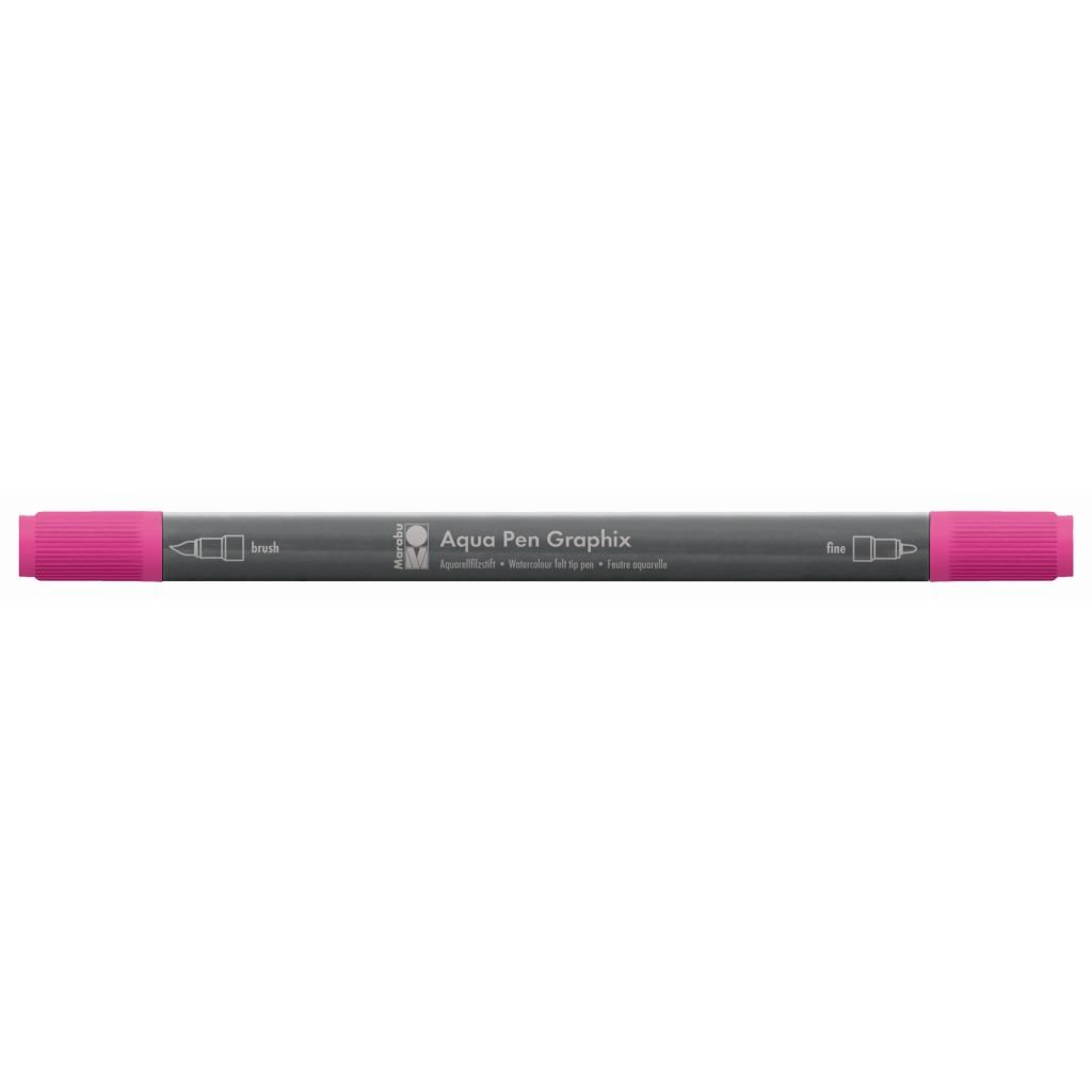 Marabu Aqua Pen Graphix Watercolour Felt Tip Pen - Dual Tip (Fine + Brush) - Pink Candy (132)
