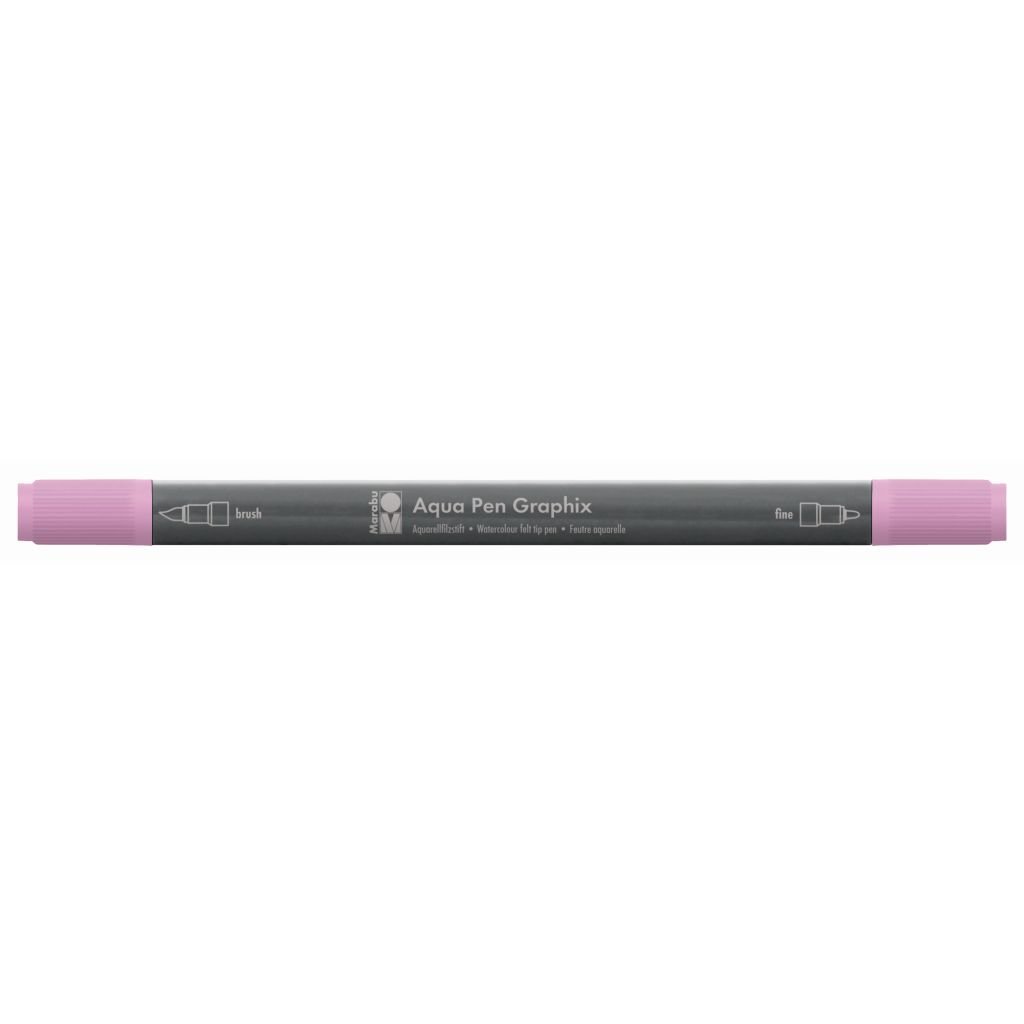 Marabu Aqua Pen Graphix Watercolour Felt Tip Pen - Dual Tip (Fine + Brush) - Rose Pink (133)