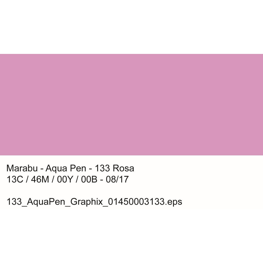 Marabu Aqua Pen Graphix Watercolour Felt Tip Pen - Dual Tip (Fine + Brush) - Rose Pink (133)