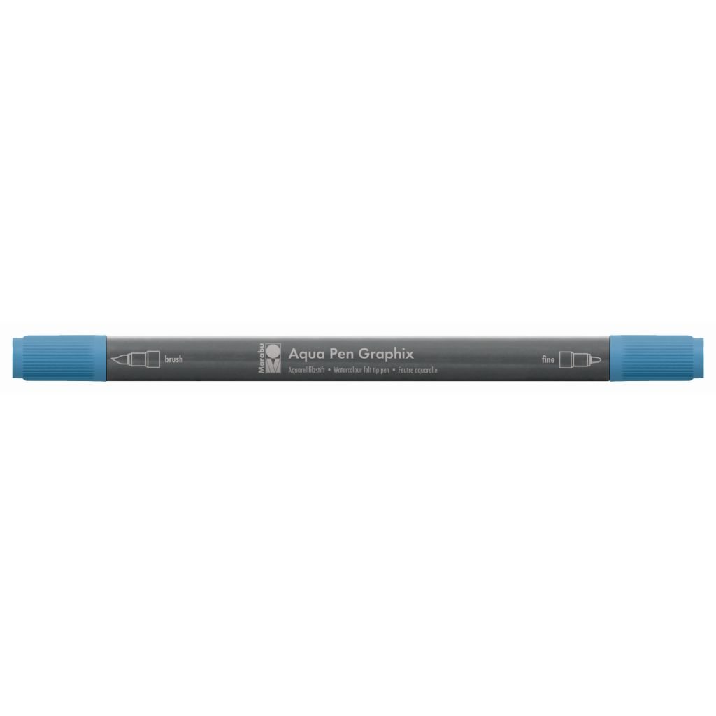 Marabu Aqua Pen Graphix Watercolour Felt Tip Pen - Dual Tip (Fine + Brush) - Gentian (142)