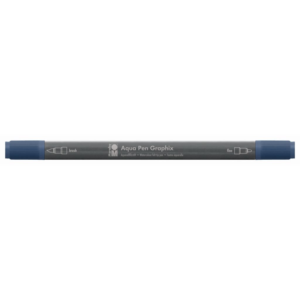 Marabu Aqua Pen Graphix Watercolour Felt Tip Pen - Dual Tip (Fine + Brush) - Smoky Blue (145)