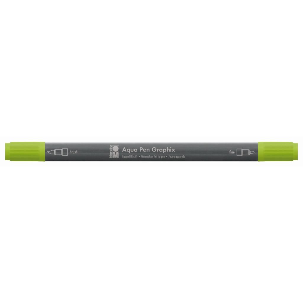 Marabu Aqua Pen Graphix Watercolour Felt Tip Pen - Dual Tip (Fine + Brush) - Jade (156)