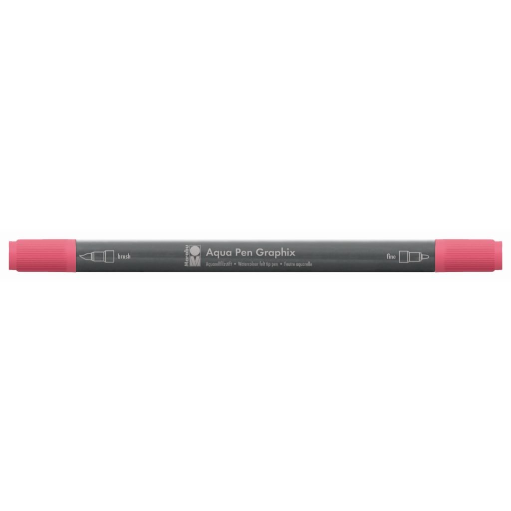 Marabu Aqua Pen Graphix Watercolour Felt Tip Pen - Dual Tip (Fine + Brush) - Flamingo (212)