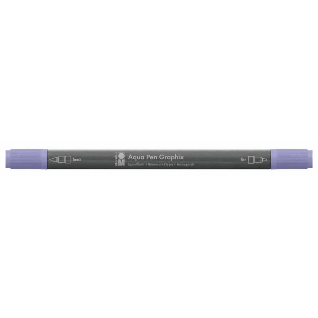 Marabu Aqua Pen Graphix Watercolour Felt Tip Pen - Dual Tip (Fine + Brush) - Pastel Lilac (226)